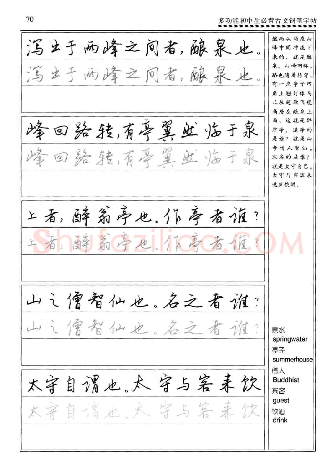 任平钢笔行书字帖《初中生必背古文》 | 硬笔书法字帖