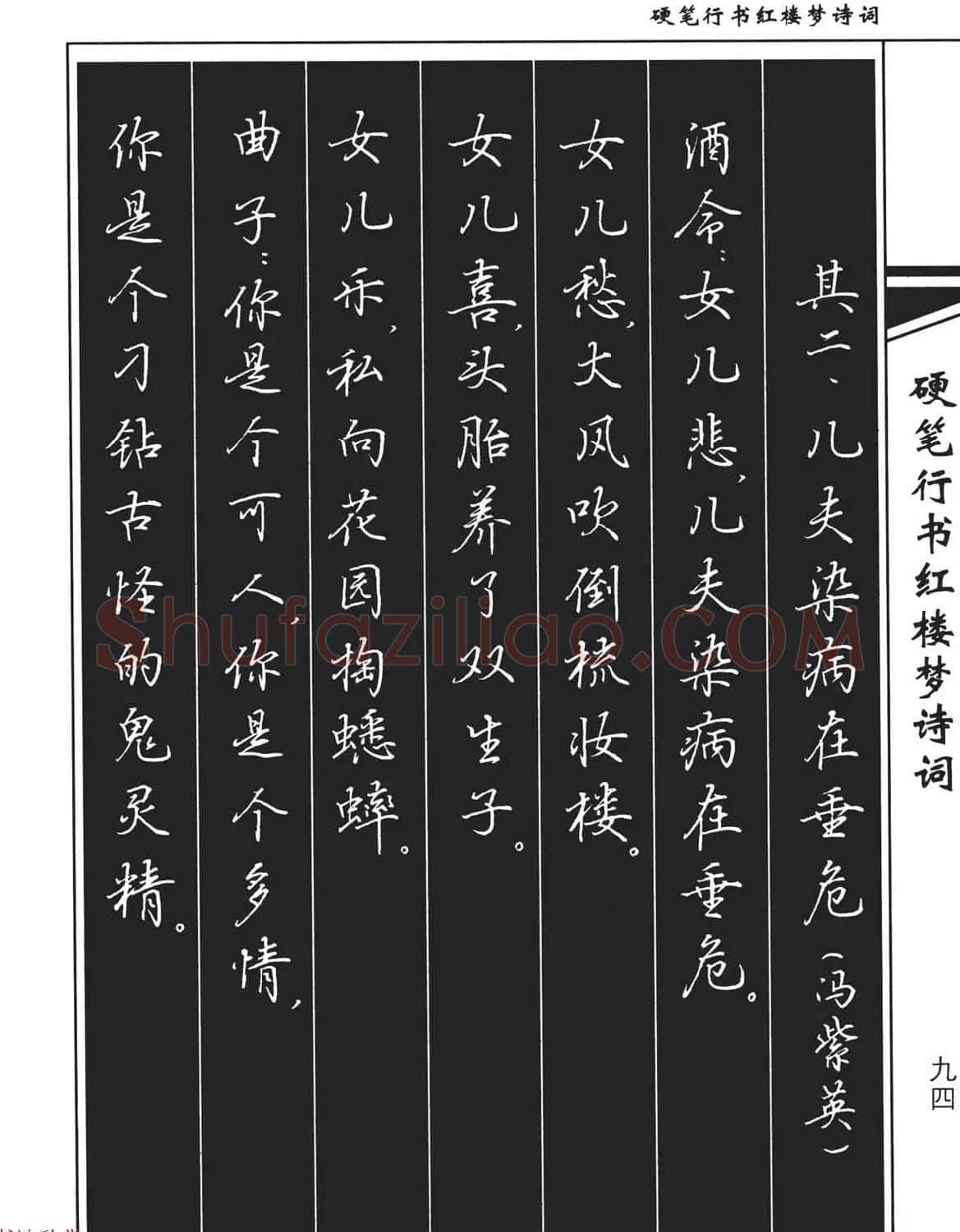 吴玉生钢笔字帖欣赏《硬笔行书红楼梦诗词》 | 硬笔书法字帖