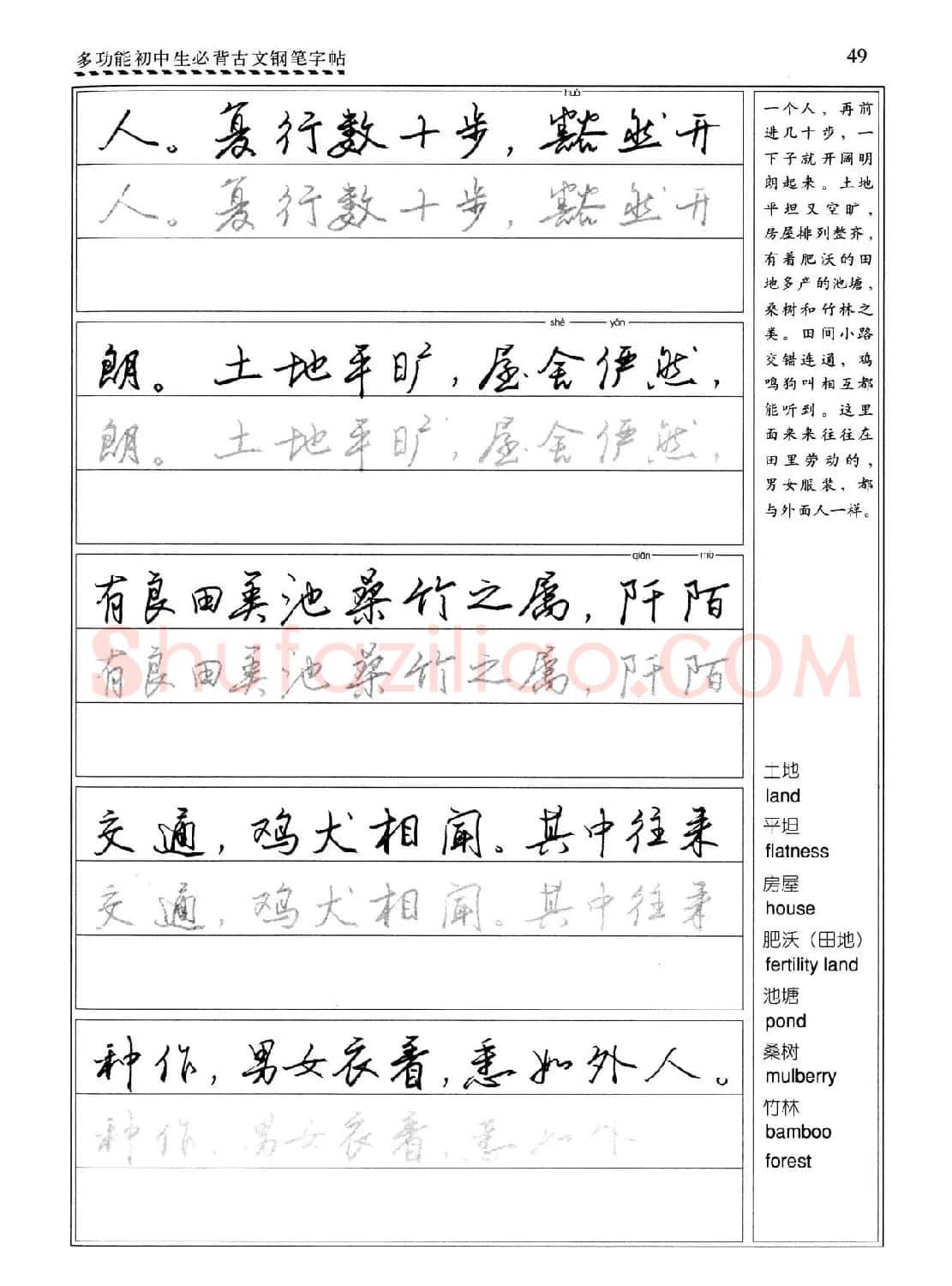 任平钢笔行书字帖《初中生必背古文》 | 硬笔书法字帖