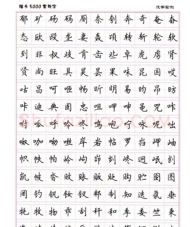 卢中南硬笔书法5000常用字楷书字帖 | 钢笔书法字帖