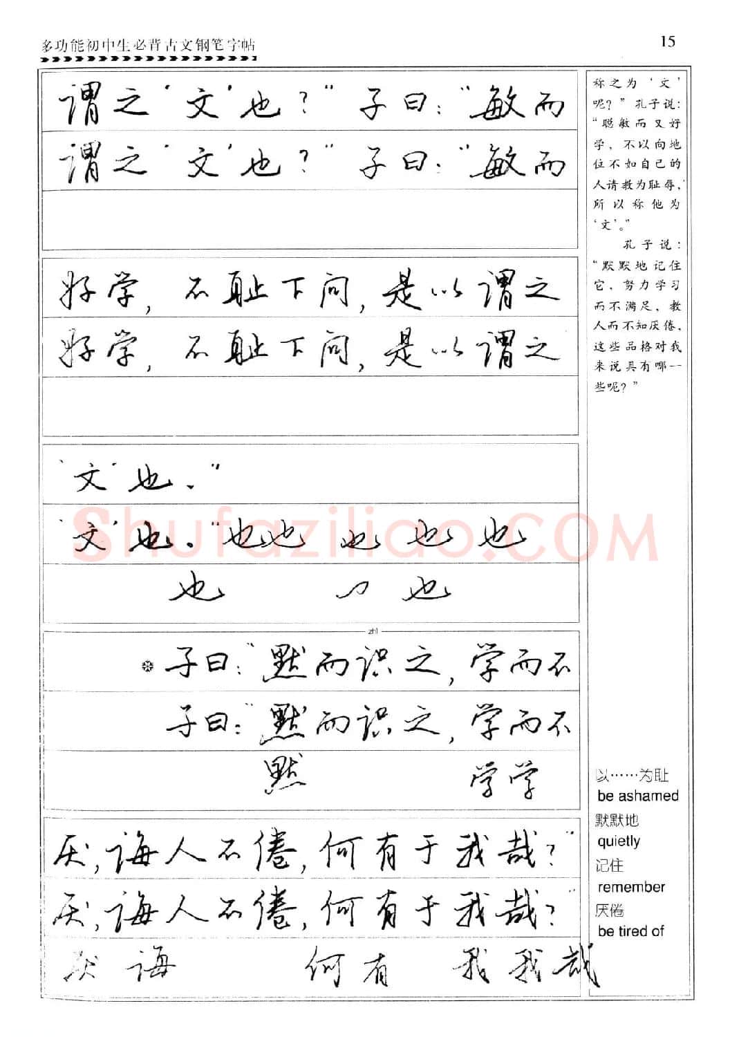 任平钢笔行书字帖《初中生必背古文》 | 硬笔书法字帖