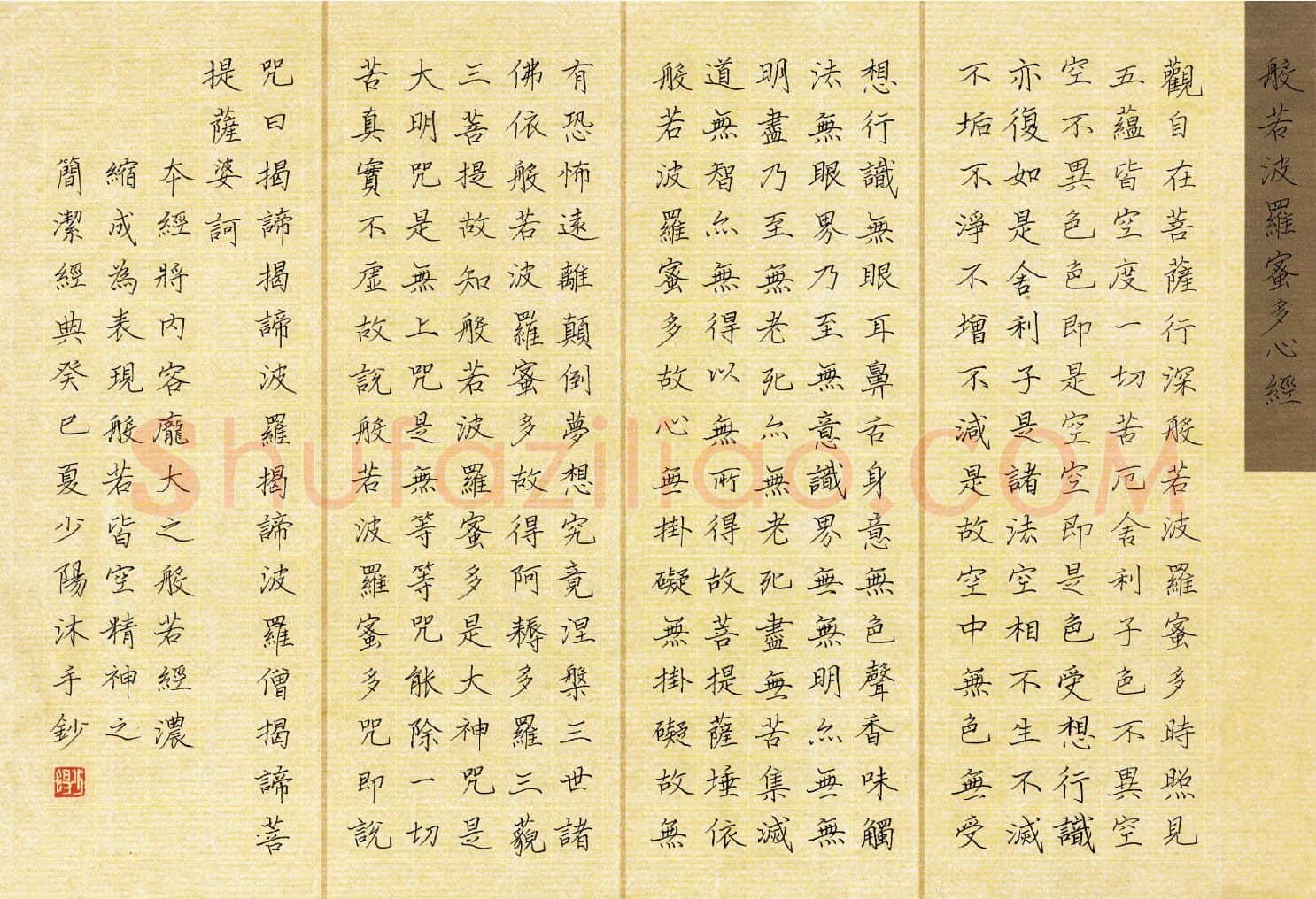 常少阳硬笔楷书心经 硬笔书法作品欣赏