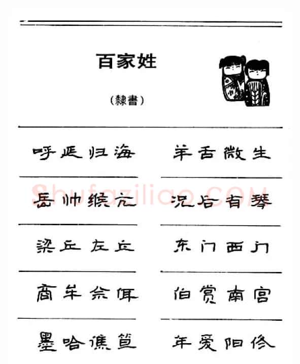 钢笔字帖下载:《钢笔隶书百家姓》 | 钢笔书法字帖