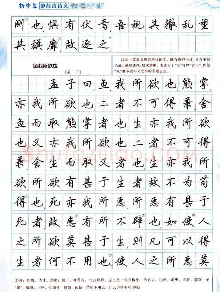 吴玉生行书钢笔字帖《初中生必背古诗文》 | 钢笔书法字帖