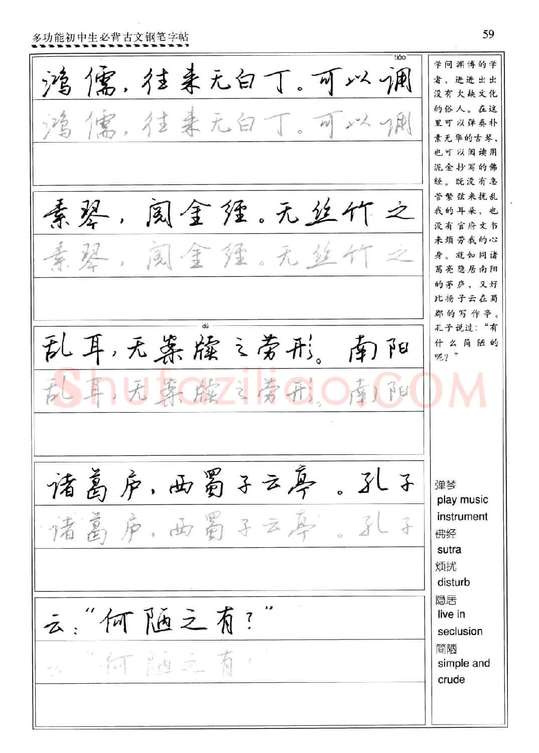 任平钢笔行书字帖《初中生必背古文》 | 硬笔书法字帖