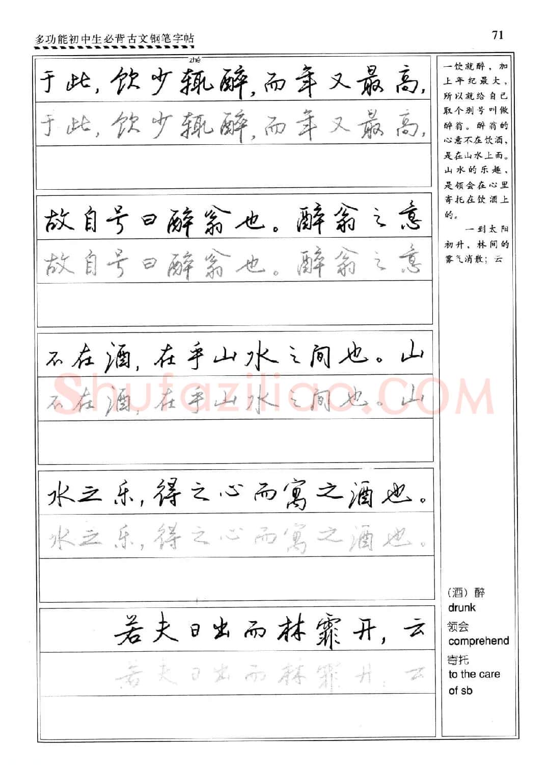 任平钢笔行书字帖《初中生必背古文》 | 硬笔书法字帖
