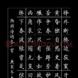 罗扬 硬笔楷书作品《陆游诗词》图片欣赏