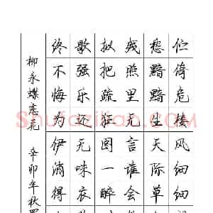 罗扬 硬笔行书作品《柳永词蝶恋花》图片欣赏
