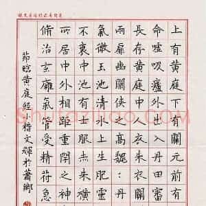 刘文辉 硬笔楷书作品《节临黄庭经》图片欣赏