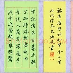 朱海波 硬笔楷书作品《李清照词如梦令二首》图片欣赏