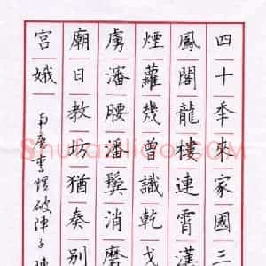 陈伟 硬笔楷书作品《李煜词破阵子》图片欣赏