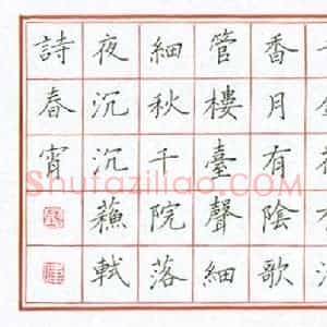 陈伟 硬笔楷书作品《苏轼诗春宵》图片欣赏