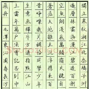 陈广 硬笔楷书作品《毛泽东沁园春》图片欣赏