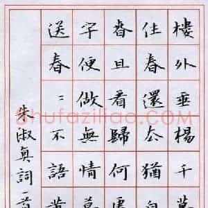 费伟荣 硬笔楷书作品《朱淑真词一首》图片欣赏