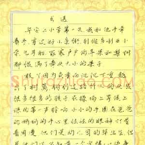 朱昊琰(少儿组 13岁 铜奖)硬笔书法大赛 获奖作品图片欣赏