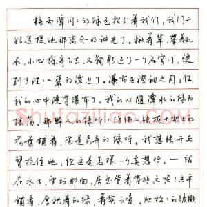 钱沛云 硬笔行书作品《朱自清散文绿选段》图片欣赏