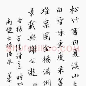邹慕白 硬笔楷书作品《苕溪诗一首》图片欣赏