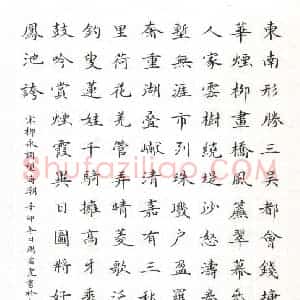 周雷霆 硬笔楷书作品《柳永词望海潮》图片欣赏