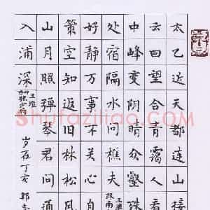 许邦志 硬笔楷书作品《王维诗》图片欣赏