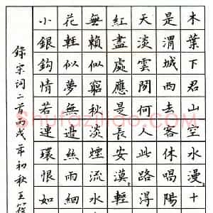 王筱茹 硬笔楷书作品《宋词二首》图片欣赏