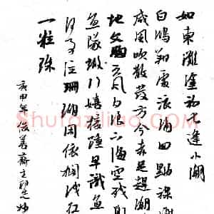许邦志 硬笔行书作品《羽闲诗如东滩涂初七小潮》图片欣赏