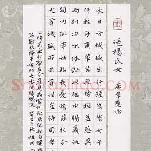 文祖明 硬笔楷书作品《韦应物诗送杨氏女》图片欣赏