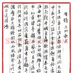 王德荣 硬笔行书作品《宋词之九》图片欣赏