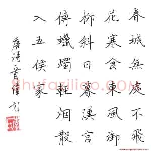李伟 硬笔楷书作品《唐诗一首》图片欣赏