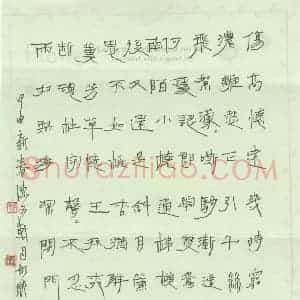 陈文轩 硬笔隶书作品《张先词一丛花令》图片欣赏