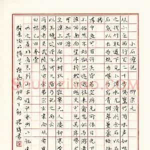 徐玮 硬笔楷书作品《柳宗元小石潭记》图片欣赏