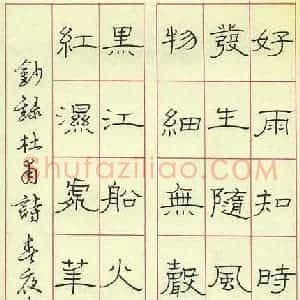 秦志军 硬笔隶书作品《杜甫诗春夜喜雨》图片欣赏