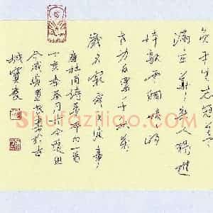 蒋勇良 硬笔行书作品《杜甫诗梦李白一首》图片欣赏