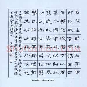 王洪宇 硬笔隶书作品《汉光武帝文临淄劳耿弇》图片欣赏