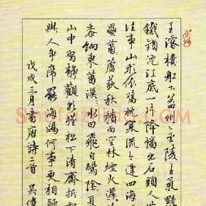 吴伟 硬笔行书作品《唐诗二首》图片欣赏