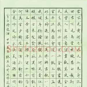 张其永 硬笔楷书作品《李白诗将进酒》图片欣赏