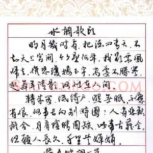 陈永生 硬笔行草作品《苏东坡水调歌头词一首》图片欣赏