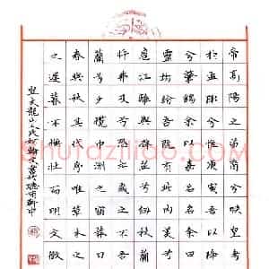 柯翰文 硬笔楷书作品《离骚经局部》图片欣赏
