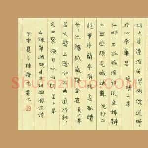 陈泽忠 硬笔楷书作品《单越明绍兴胜迹诗》图片欣赏