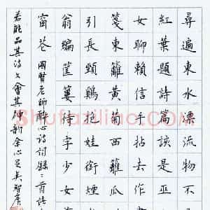 庞智广 硬笔楷书作品《国贤诗二首》图片欣赏