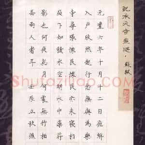 焦健 硬笔楷书作品《苏轼记承天寺夜游》图片欣赏