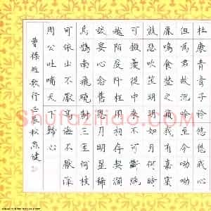焦健 硬笔楷书作品《曹操诗短歌行》图片欣赏