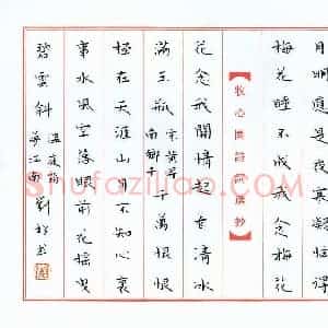 刘松 硬笔楷书作品《词二首》图片欣赏
