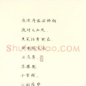 冯国栋 硬笔楷书作品《王庭钧诉衷情》图片欣赏