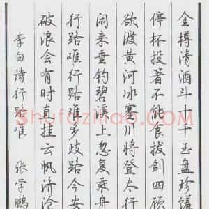 张学鹏 硬笔行书作品《李白诗行路难》图片欣赏