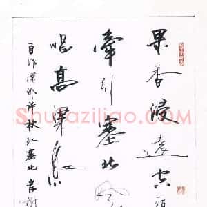 岸柳 硬笔行书作品《自作汉俳诗秋红塞北》图片欣赏