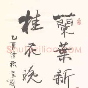 岸柳 硬笔行书作品《兰叶桂花联》图片欣赏