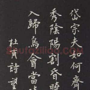 刘志明 硬笔楷书作品《杜甫诗望岳》图片欣赏