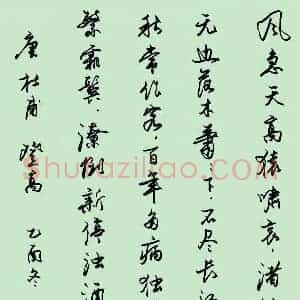 任平 硬笔行书作品《杜甫诗登高》图片欣赏