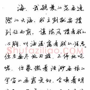 任平 硬笔行书作品《海歌》图片欣赏