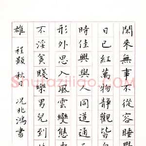 况兆鸿 硬笔楷书作品《程颢秋日》图片欣赏